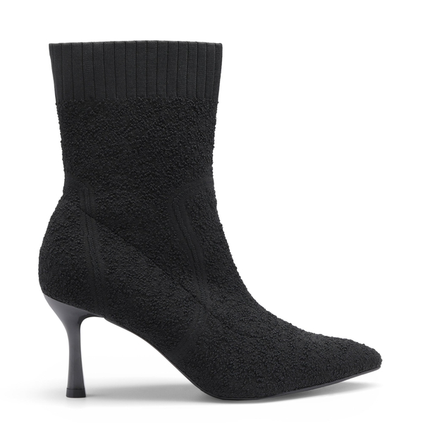 Knitted Stiletto Ankle Booties - BLACK KNITTING - 3